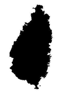 The Map Of Saint Saint Lucia in black silhouette on a white background