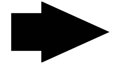A solid black arrow pointer over a white background