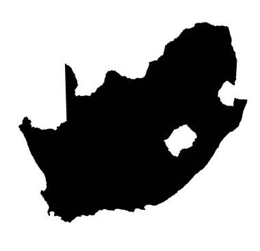 South Africa outline silhouette map over a white background