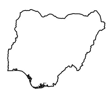 Nigeria outline silhouette map over a white background