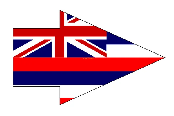 Drapeau État Hawaï Placé Dans Une Flèche Pointeur — Image vectorielle
