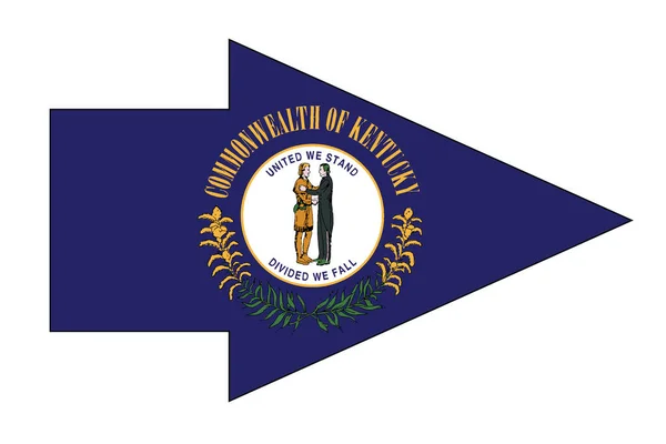 Bandiera Dello Stato Del Kentucky Impostata All Interno Una Freccia — Vettoriale Stock