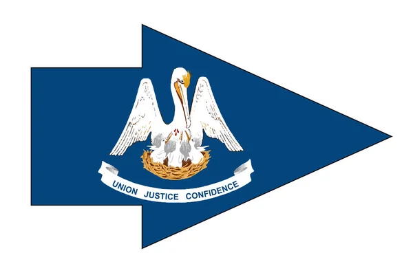Bandiera Dello Stato Della Louisiana Incastonata All Interno Una Freccia — Vettoriale Stock