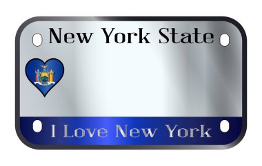 New York State USA motorcycle licence license plate over a white background