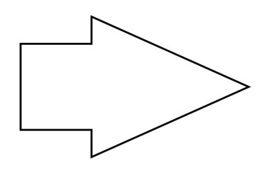 Siyah hatlı, beyaz bir ok beyaz bir arkaplanda izole edilmiş