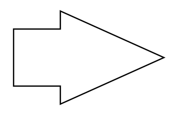 Une Flèche Blanche Pointant Dans Contour Noir Isolé Sur Fond — Image vectorielle