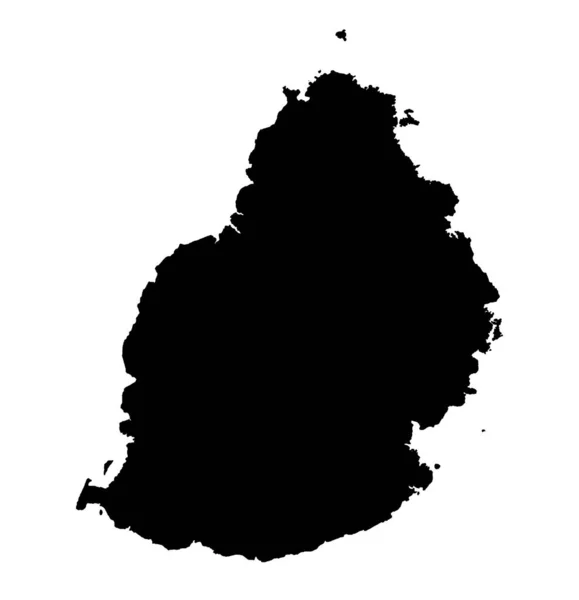 モーリシャスのインド洋の国の黒いシルエット — ストックベクタ