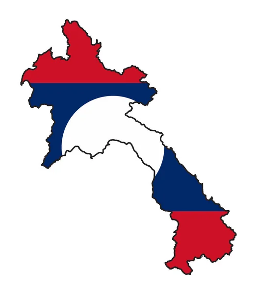 Laos Ana Hat Haritası Ulusal Bayrak Girişli Beyaz Bir Arkaplan — Stok Vektör
