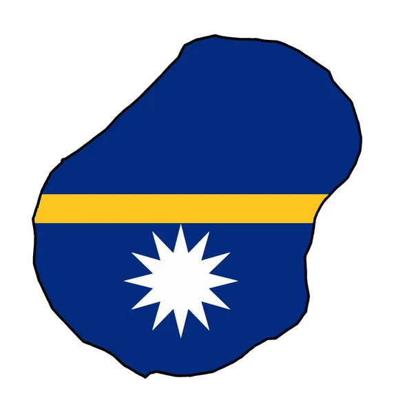 Obrysová Mapa Ostrova Nauru Zasazená Bílém Pozadí Národní Vlajkou — Stockový vektor