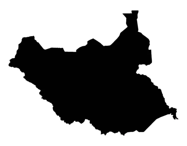 Sud Sudan Silhouette Schema Mappa Impostata Uno Sfondo Bianco — Vettoriale Stock
