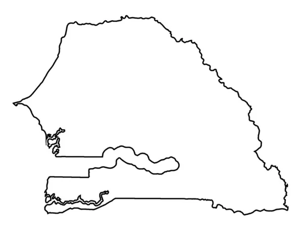 Senegal Ääriviivat Siluetti Kartta Afrikan Valkoisella Pohjalla — vektorikuva