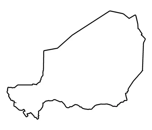 ニジェールの輪郭シルエットマップ白い背景 — ストックベクタ