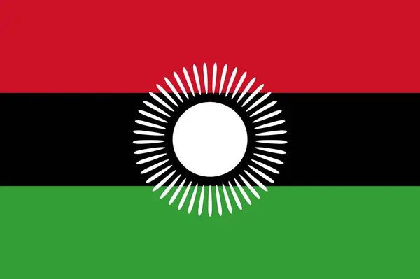 Afrika Ülkesi Malawi Nin Ulusal Bayrağı — Stok Vektör