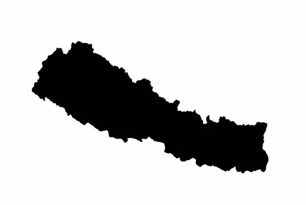Nepal Isolierte Silhouette Umrisskarte — Stockvektor