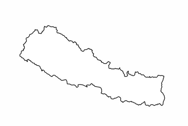 Nepal Isolerad Kontur Siluett Kontur Karta — Stock vektor