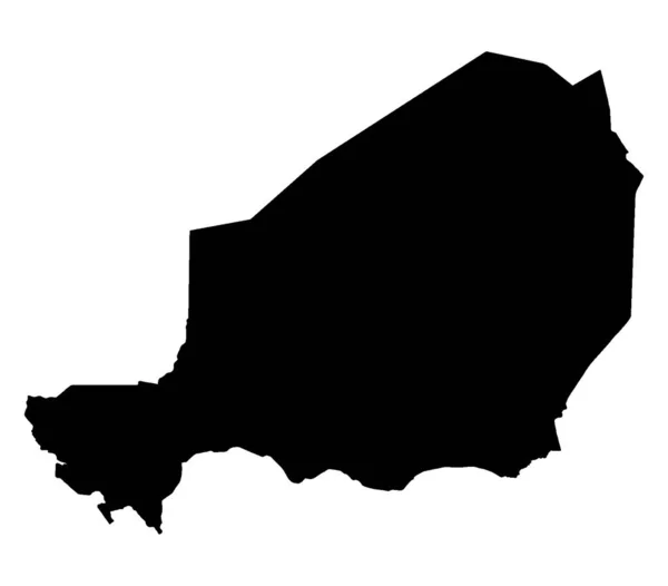 ニジェールの輪郭シルエットマップ白い背景 — ストックベクタ