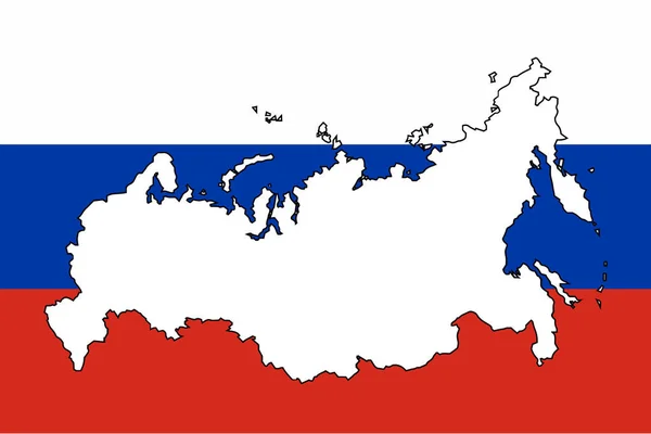Modern Red White Blue Stripes Russian Flag Set Map Russia — Stock Vector