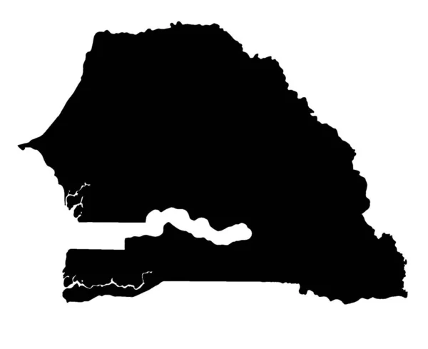 Senegal Ana Hat Siluet Haritası Beyaz Arkaplan Üzerine Ayarlandı — Stok Vektör