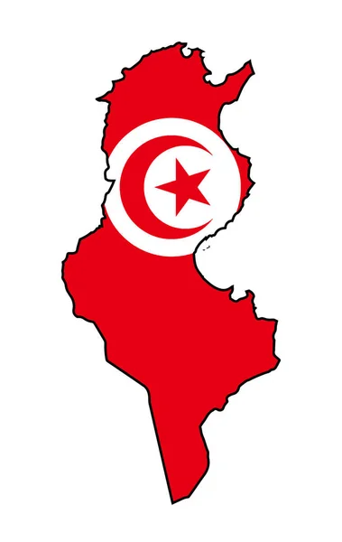 Mappa Del Paese Della Lega Araba Della Tunisia Con Iscrizione — Vettoriale Stock