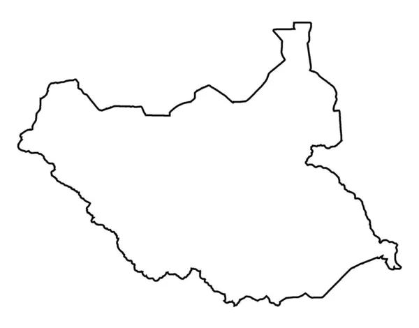 南スーダン輪郭シルエットアウトライン白い背景に設定されたマップ — ストックベクタ