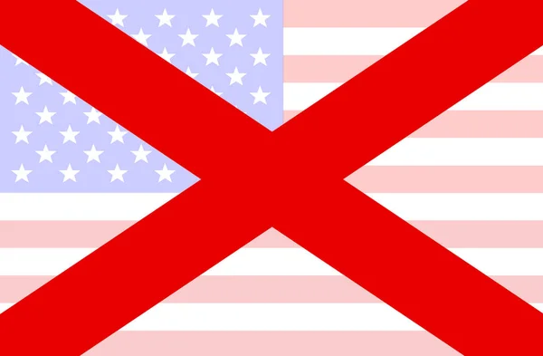 Vlag Van Verenigde Staten Van Alabama Boven Een Vervaagde Vlag — Stockvector