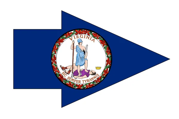 Bandiera Dello Stato Della Virginia Impostata All Interno Una Freccia — Vettoriale Stock
