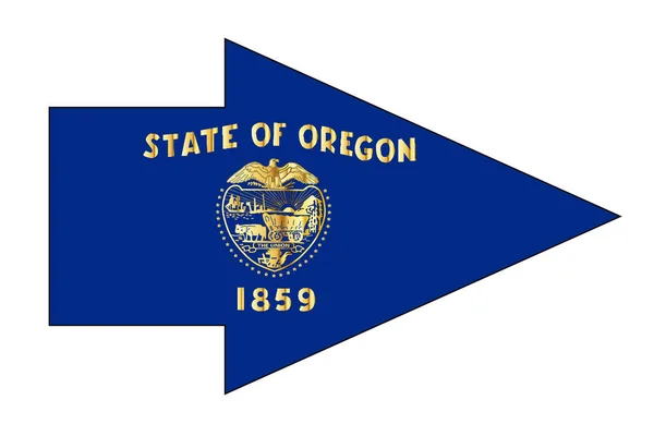 ポインタの矢印の中に設定されたオレゴン州の旗 — ストックベクタ