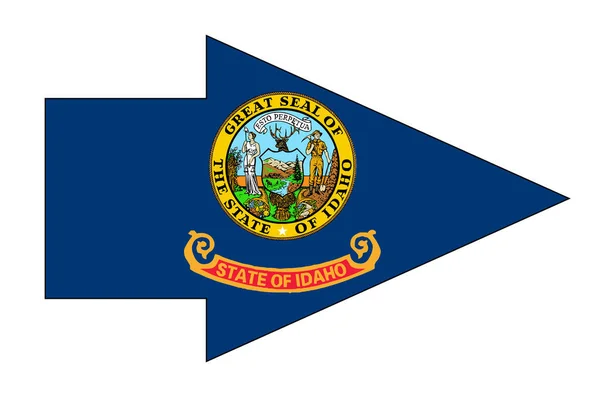 Bandiera Dello Stato Dell Idaho Impostata All Interno Una Freccia — Vettoriale Stock