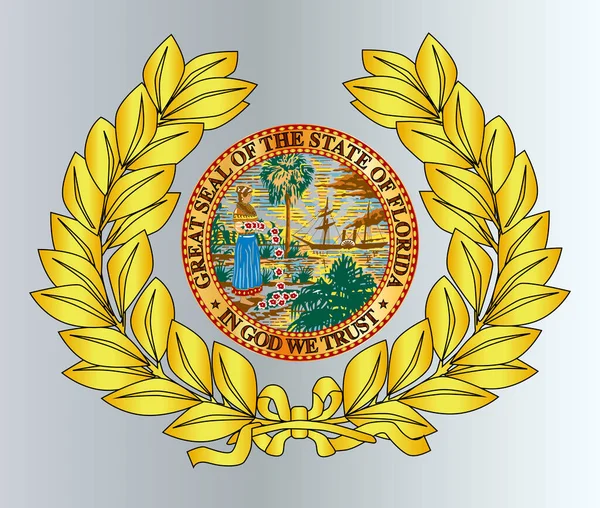 Печатка Єднаних Стел Американського Штату Флорида Оливковим Листям — стоковий вектор