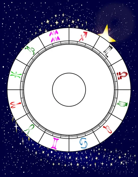 Чистая Астрологическая Диаграмма Звездном Фоне — стоковый вектор