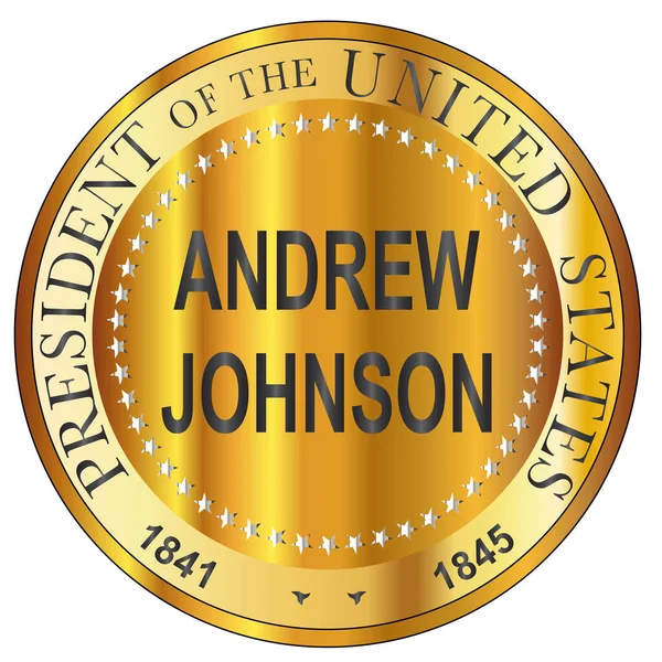 Andrew Johnson Prezydent Stanów Zjednoczonych Ameryki Okrągły Znaczek — Wektor stockowy