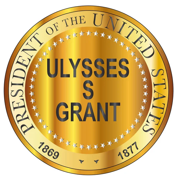 Ulysses Grant Presidente Degli Stati Uniti America Timbro Rotondo — Vettoriale Stock