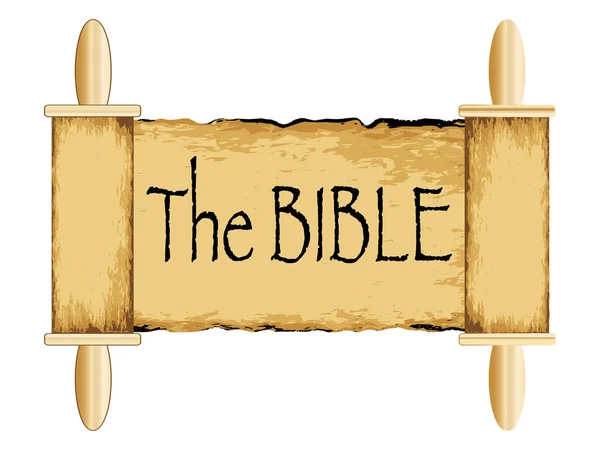 Pergamino Religioso Antiguo Con Asas Madera Texto Biblia — Vector de stock