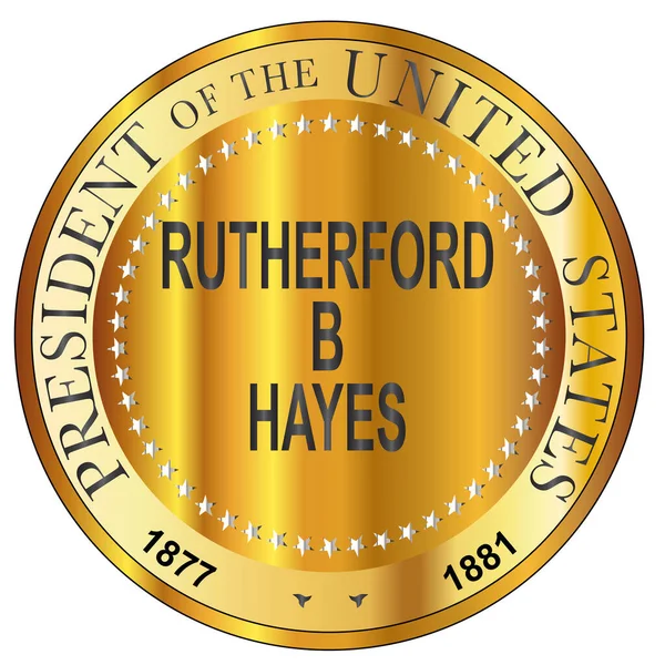 Rutherford Hayes Prezydent Stanów Zjednoczonych Ameryki Okrągły Znaczek — Wektor stockowy