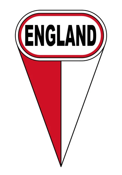 イングランド赤と白の楕円形の地図ポインタピンのアイコン位置フラグマーカー — ストックベクタ