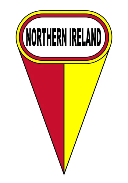 北アイルランド赤黒黄色と白の楕円形の地図ポインタピンのアイコン位置フラグマーカー — ストックベクタ