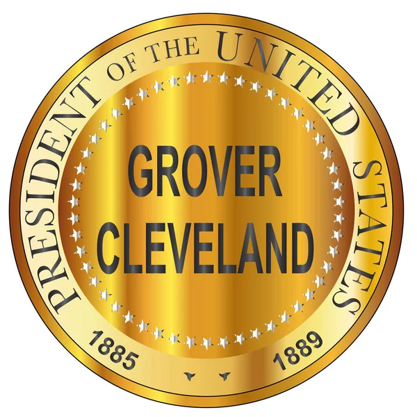 Grover Cleveland Prezydent Stanów Zjednoczonych Ameryki Okrągły Znaczek — Wektor stockowy