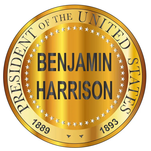 Benjamin Harrison Président Des États Unis Amérique Timbre Rond — Image vectorielle