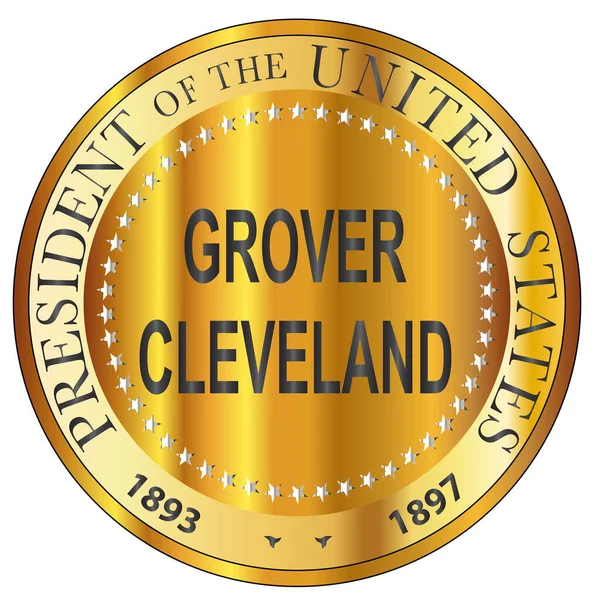 Grover Cleveland Prezydent Stanów Zjednoczonych Ameryki Okrągły Znaczek Kadencja — Wektor stockowy