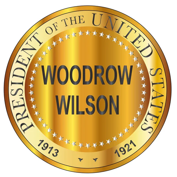Woodrow Wilson Prezydent Stanów Zjednoczonych Ameryki Okrągły Znaczek — Wektor stockowy