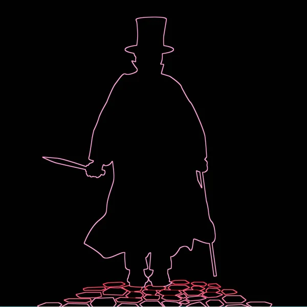 Джек Потрошитель Брусчатке Лондонских Улиц Красном Очертании Черном Фоне — стоковое фото