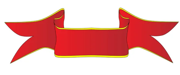 一面宽的红色和金色缎带的横幅 隔在白色的背景上 — 图库矢量图片