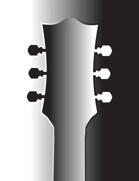 Une Tête Caisse Guitare Traditionnelle Silhouette Délavée Noire Blanche — Image vectorielle