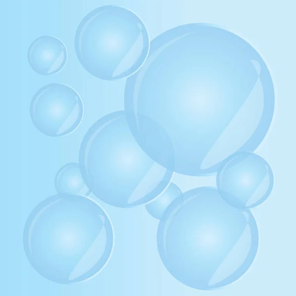 Set Floating Blue Bubbles Set Faded Blue Background — Stock Vector