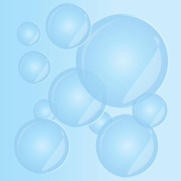 A set of floating blue bubbles set over a faded blue background