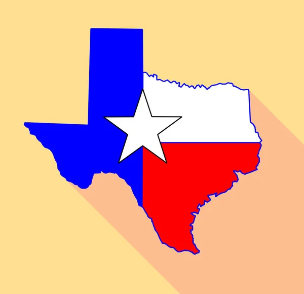 빨간색 파란색으로 표시된 텍사스의 윤곽은 하나뿐인 모티프가 그림자 배경에 — 스톡 벡터