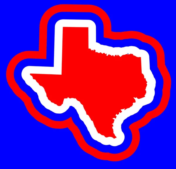 Mapa Silueta Texas Rojo Blanco Azul — Archivo Imágenes Vectoriales