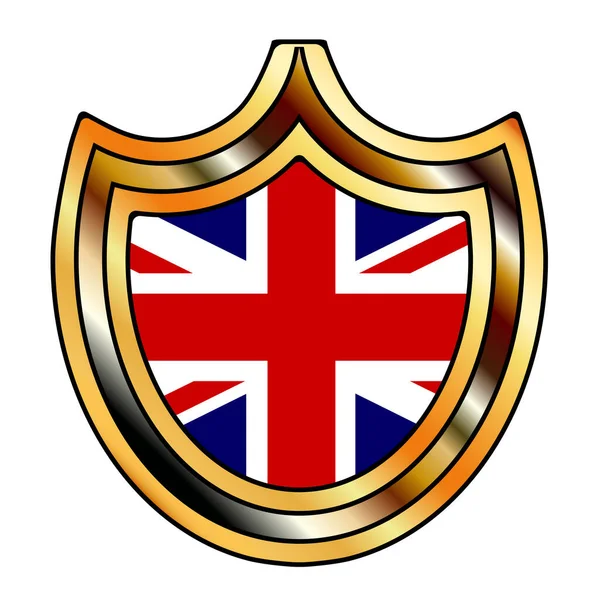 典型的金属护盾 白色背景上插有英国国旗 — 图库矢量图片