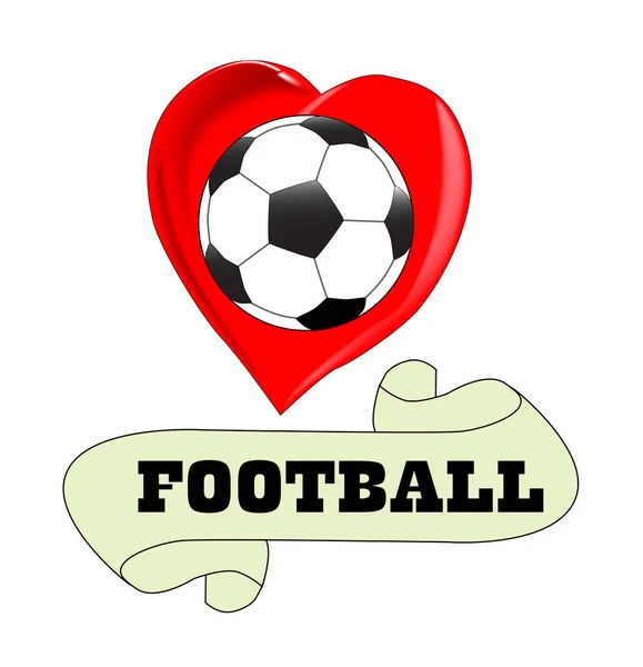 足球爱心标志纹身风格的图像 — 图库矢量图片