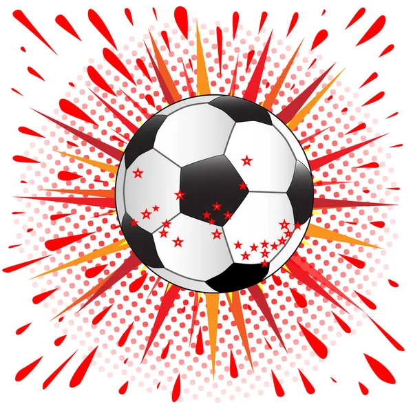 サッカーサッカー赤と黄色の隔離された漫画スタイルの孤立爆発に設定 — ストックベクタ